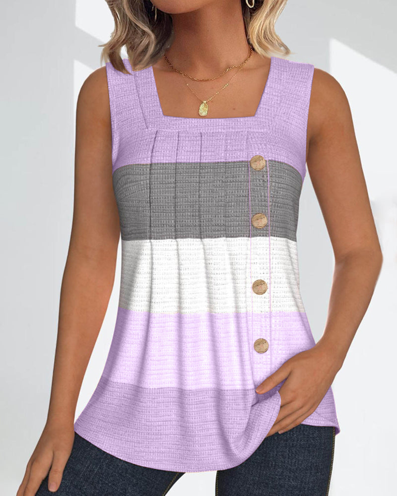 Roma™ - Gestreept tanktopje met knoopjes