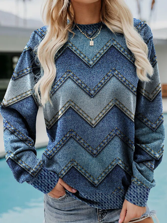 Eva - Geometrisch kasjmier sweatshirt