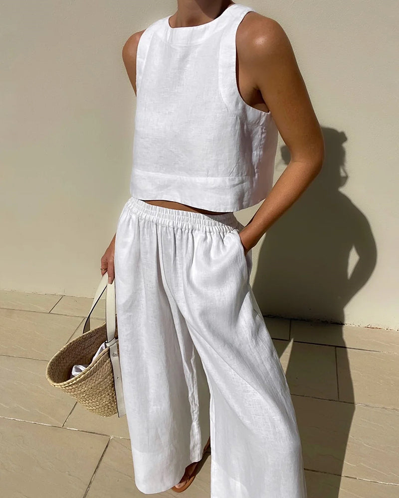 Linnen tweedelige set - Lichtgewicht, ademende en duurzame zomeroutfit voor dames