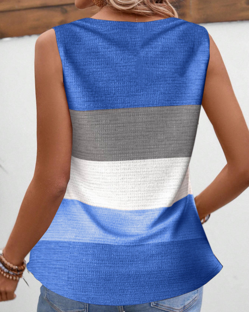 Roma™ - Gestreept tanktopje met knoopjes