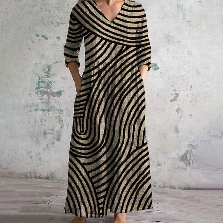 AYLA™ | Vintage gestreepte jurk – Tijdloze elegantie met een moderne twist