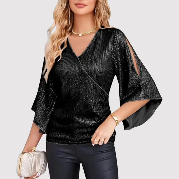 Debie | Glittertop met Fladdermouwen
