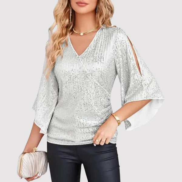 Debie | Glittertop met Fladdermouwen