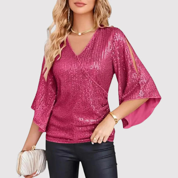 Debie | Glittertop met Fladdermouwen