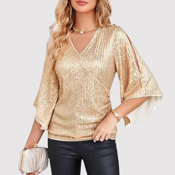 Debie | Glittertop met Fladdermouwen