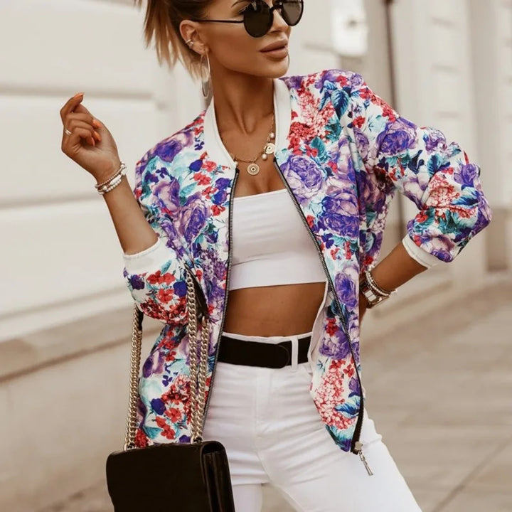 Layla™ stijlvol bloemenprint jasje met lange mouwen