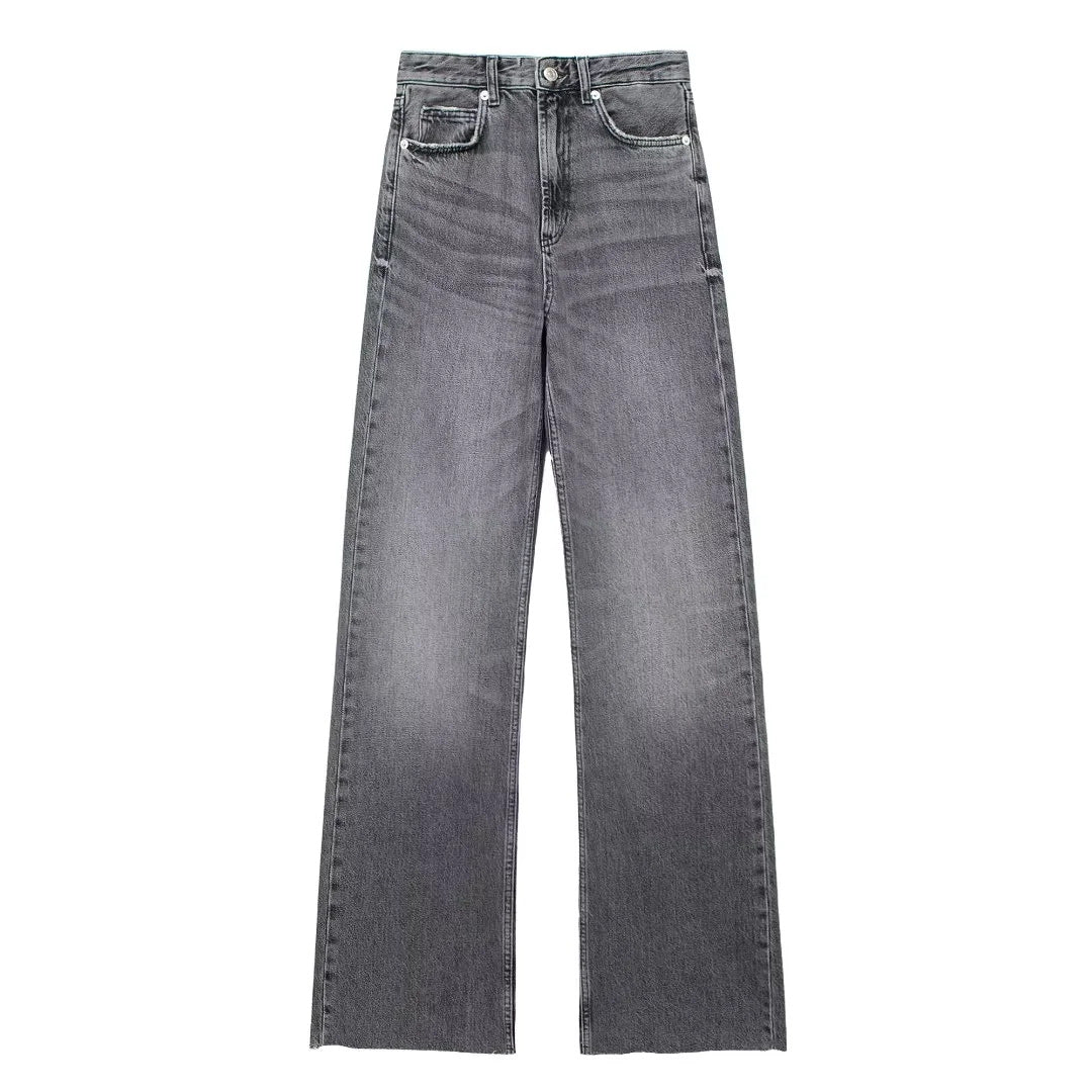 Grijze Damesbroek Wide Leg