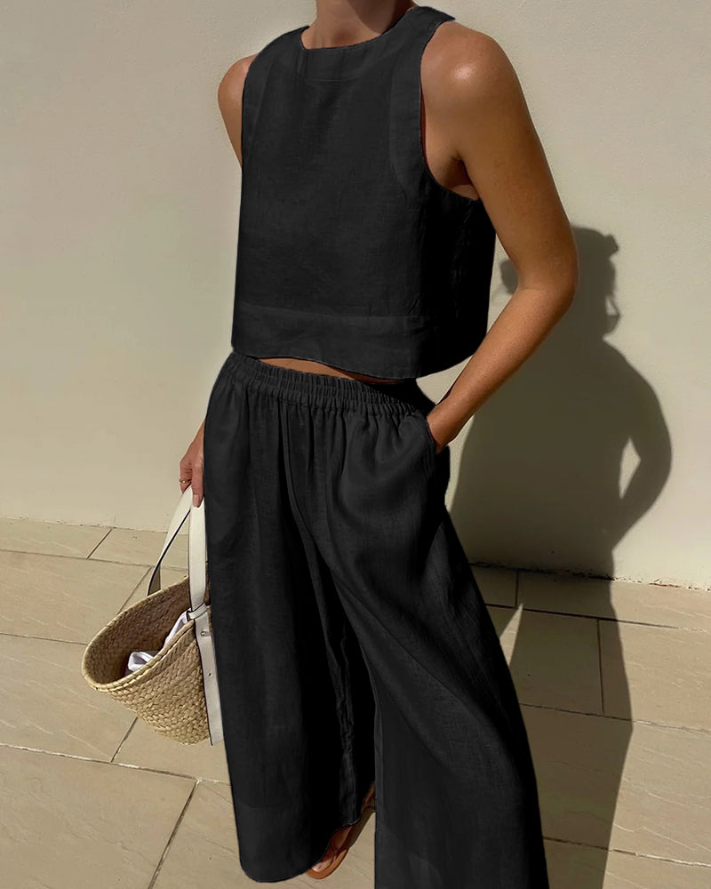 Linnen tweedelige set - Lichtgewicht, ademende en duurzame zomeroutfit voor dames