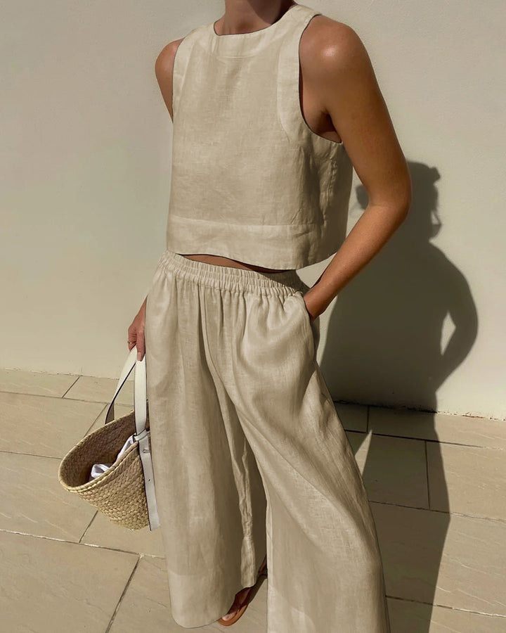 Linnen tweedelige set - Lichtgewicht, ademende en duurzame zomeroutfit voor dames