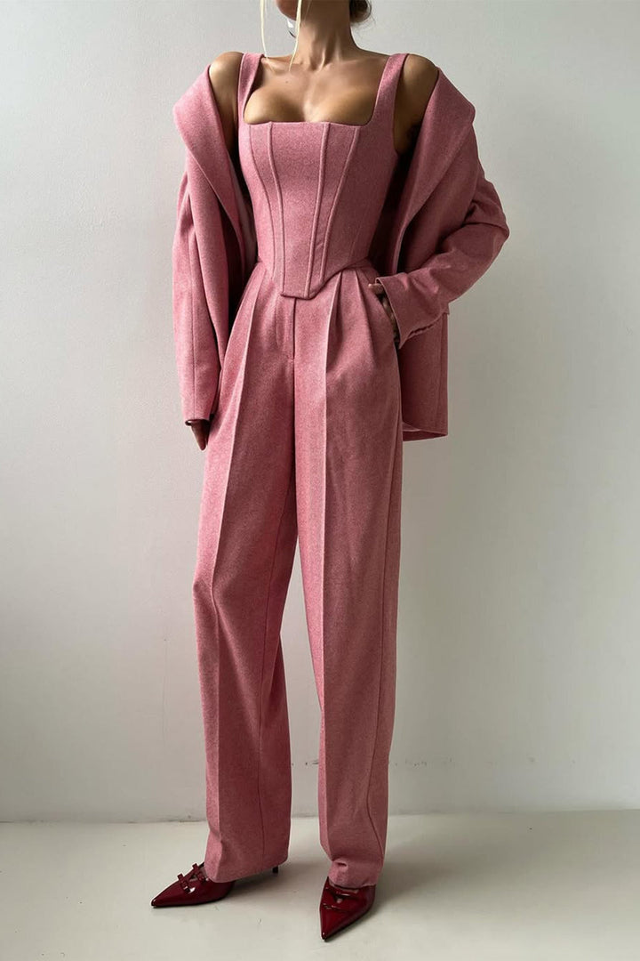 Figen - Driedelige set met dubbelkruisende blazer