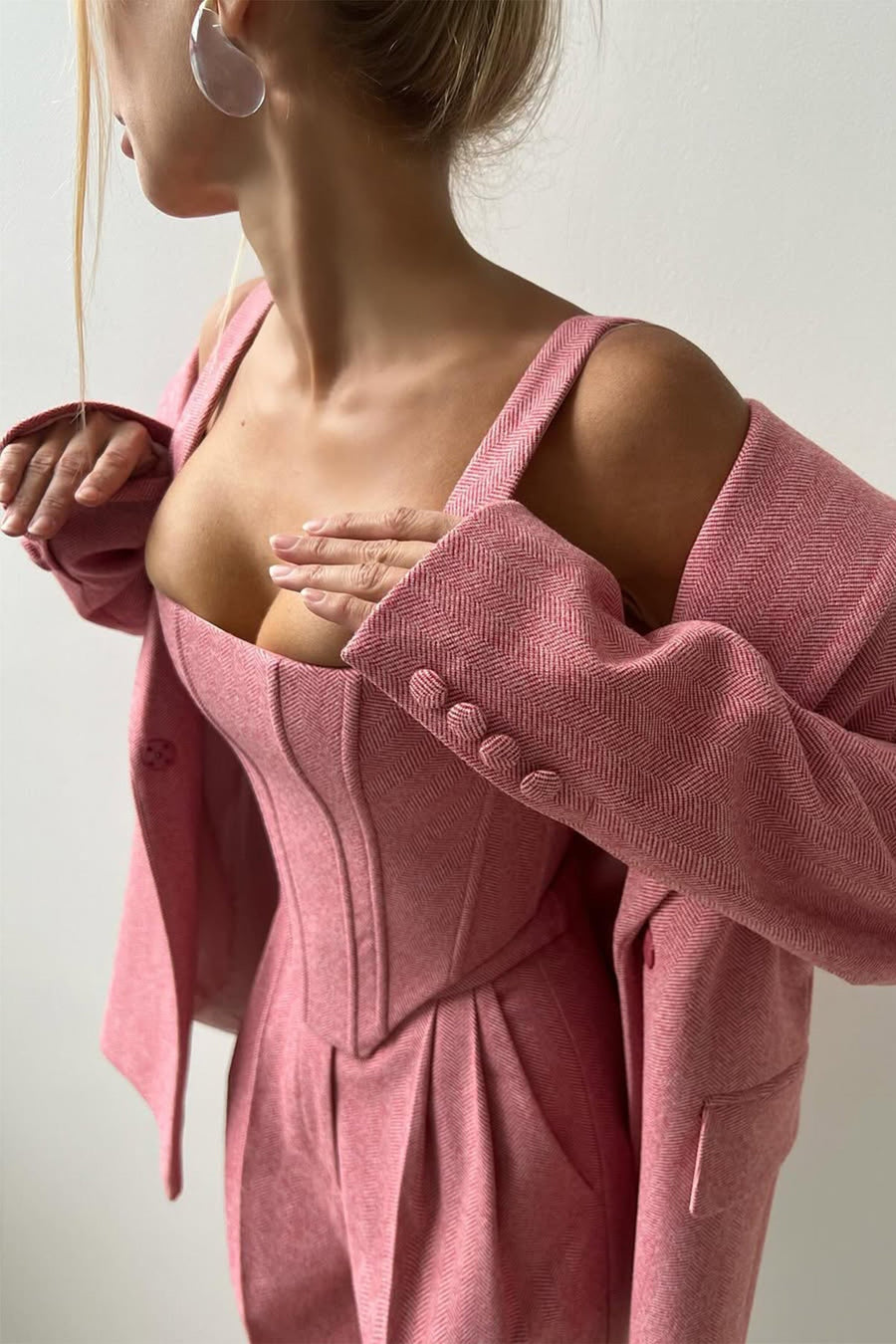 Figen - Driedelige set met dubbelkruisende blazer