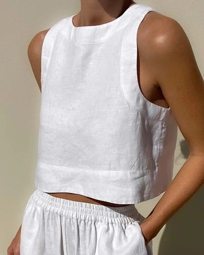 Linnen tweedelige set - Lichtgewicht, ademende en duurzame zomeroutfit voor dames