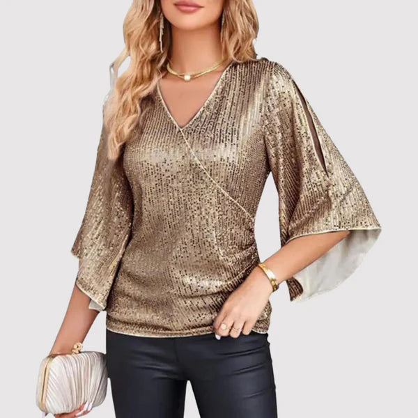 Debie | Glittertop met Fladdermouwen