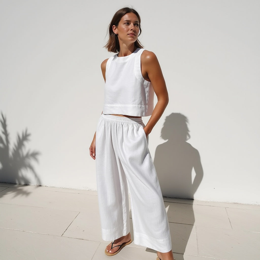 Linnen tweedelige set - Lichtgewicht, ademende en duurzame zomeroutfit voor dames