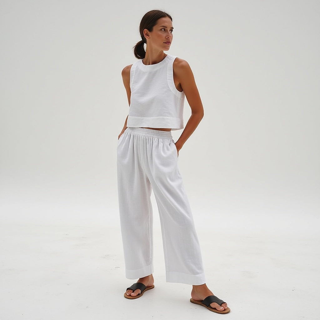 Linnen tweedelige set - Lichtgewicht, ademende en duurzame zomeroutfit voor dames