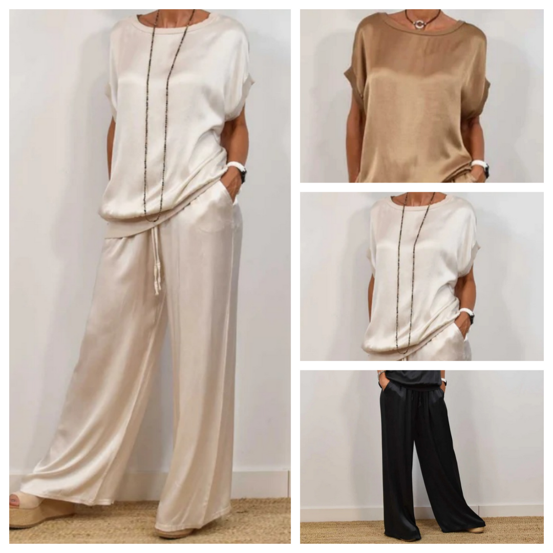 Elegante tweedelige satijnen set